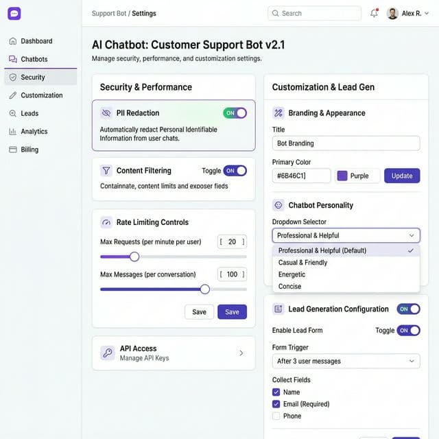 Security & Customization Settings
